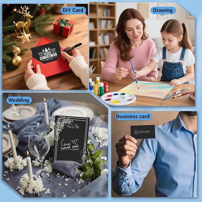 Cardstock Paper, Black Cardstock 8.5x11, 120 Sheets Card Stock, 200GSM Thick Printer Paper 8.5x11, Black Blank Card Stock Paper for Greeting Cards, DIY Cards, Wedding Invitation, Postcards