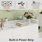 Welfuturer White Dresser with LED Lights and Charging Station for Bedroom 12 Drawers Dressers & Chest of Drawers Tall Dressers for Hallway Entryway Closets Living ROM Sturdy Steel Frame Wood Top