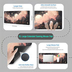 Black Pink Clouds Desk Mat Cute Desk Pad XL Large Extended Mouse Pad Gaming Celestial Mousepad Desk Matt for Desktop, Computer Keyboard and Mouse Mat for Women Office Decor Accessories 31.5x11.8 in