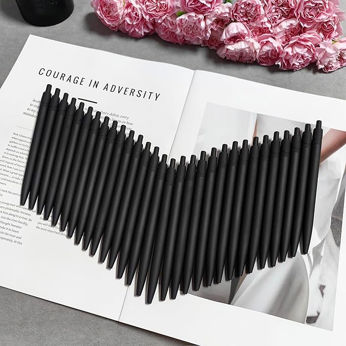 Aozora Pens Bulk 30 Pack Black Click Pens No Bleed Wholesale Retractable Ballpoint Pens Medium Point,Smooth Ink Pens for Journaling School Office Supplies 1.0MM Black Ink