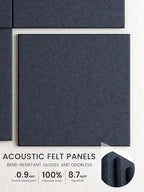 Bumusty Large Cork Board 47"x35" Alternative - 12 Pack Felt Wall Tiles with 70 Safe Removable Adhesive Tabs, 30 Pushpins, Cork Boards for Walls Pin Board Bulletin Board (Deep Charcoal Blue)