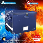 ENGPOW File Box with Lock, Fireproof Document Box with Pockets, Collapsible File Organizer Filing Storage Cabinet with Handle, Portable Home Office Safe for Hanging Letter/Legal Folders, Blue, 2 Pack
