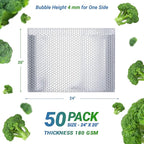 Amiff Silver Thermal Bubble Mailer, 24 x 20 Inches. 50 Pack Metallic Bubble Mailers. Self-Seal Insulated Mailers for Cold Shipping. Padded Envelopes Waterproof. Thermal Bag for Food, Cosmetics