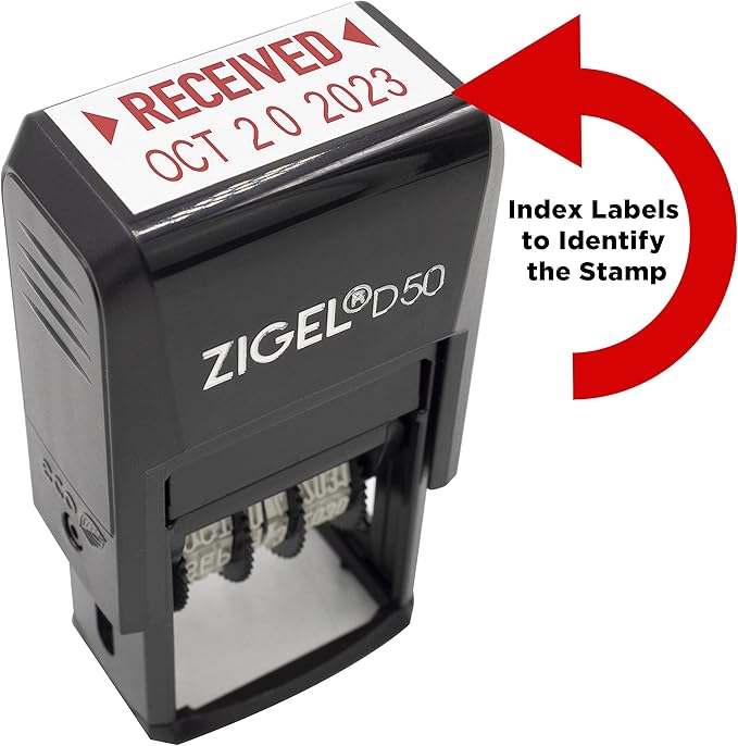 ZIGEL D50 Date Stamp with Approved - Self Inking Date Stamp - Red