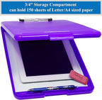 Think2Master Purple Plastic Storage Clipboard. | 25% Heavier & 25% Sturdier| Heavy Duty and Won’t Flex or Bend Like Other Brands (Compare The Weight). Storage Compartment Holds 150 Letter Sized Paper.