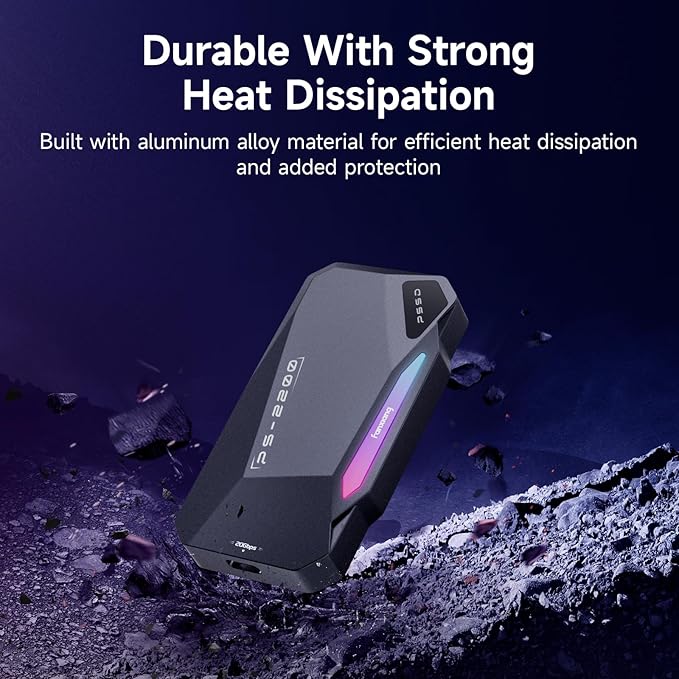 1TB Magnetic Portable SSD,2050MB/s Type-C USB 3.2 Gen 2x2 External SSD,4K ProRes Record and Store,Aluminum alloy,RGB Touch Lighting,External Solid State Drives for iPhone15/16/Android/PC/Mac -PS2200