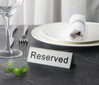 New Star Foodservice Stainless Steel Table Tent Sign (Silver (Reserved), 4.75” x 1.75” (Set of 2))