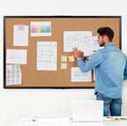 Board2by Extra Large Cork Bulletin Board 72" X 48", Foldable Notice Pin Board for Wall, Black Wood Framed 6'x4' Corkboard, Wall Mounted Noticeboard with 32 Push Pins for School, Home & Office