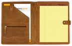 Leather Village Leather Portfolio Organizer - Professional Business Padfolio for Men & Women - Document Card Holder, Resume Folder, Folio for A4/Letter Size Writing Legal Pad- Tan Brown