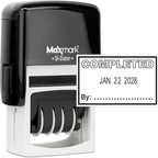 MaxMark Office Self Inking Date Stamp with Phrase Completed - Black Ink