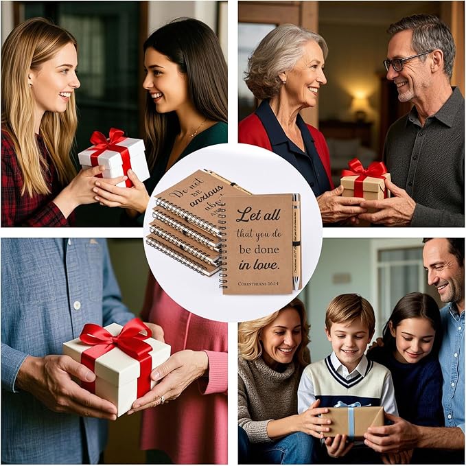 40 Pcs/20 Set Christian Gifts Spiral Notebooks Bulk Journals with Christian Pens Prayer Journal Christian Journal for Women and Men, Perfect Home Gifts