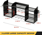 VDEVY Power Tool Organizer Wall Mount with Charging Station, Heavy-Duty Metal Garage Tool Storage Rack & 8 Outlet Power Strip, 51 Inch 3 Tier 8 Bin Shelves for Workshop Organization