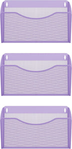 EasyPAG Single Pocket Wall File Organizer, Mesh Hanging File Folder Organizer for Letter/A4 Size Folders, Wall Mounted Vertical Mail Holder for Paperwork, Office, Home, School, Purple