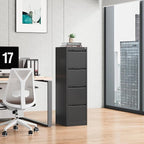 Bestoo 4-Drawer File Cabinet with Lock, Metal Filing Cabinet for Home Office, Vertical Filing Storage Cabinets, Fits File Folders, Letter/Legal/F4/A4 Size, Assembly Required (Black)