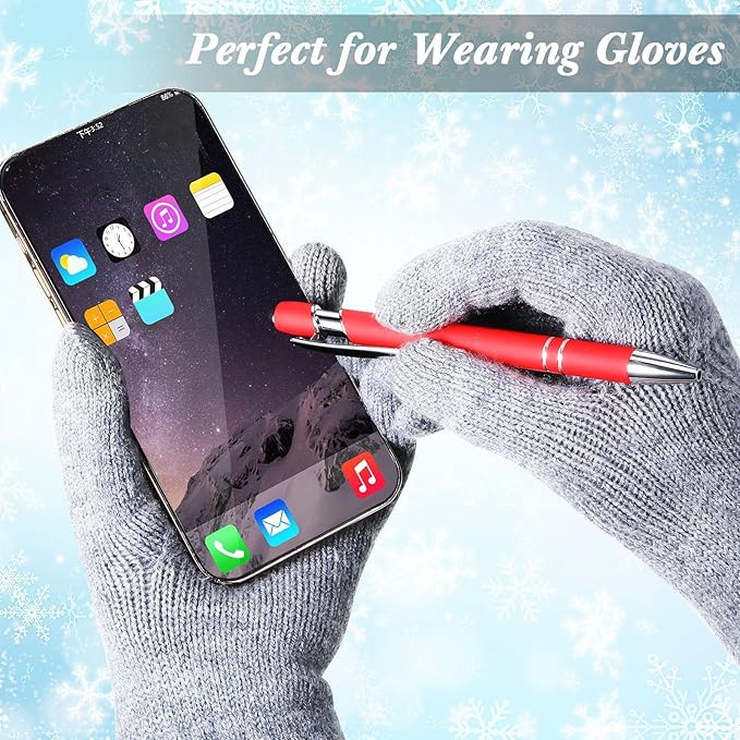 Tenare 12 Pieces 2 in 1 Stylus Metal Ballpoint Pen with Stylus Tip, 1.0 mm Black Ink Ballpoint Pen for Touch Screens(Red)