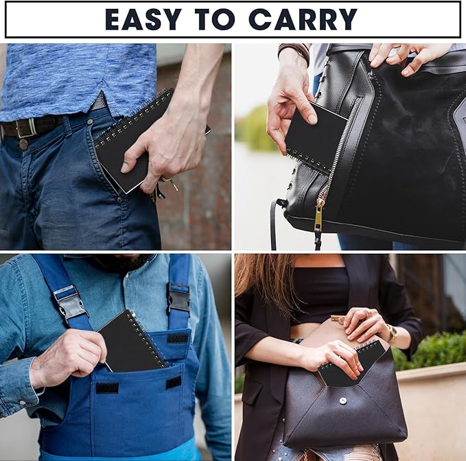 Jutom 4 Pcs Small Spiral Notebooks Memo Pads 3x5 Bulk Small Pocket Notebooks Mini Notepads with Lined Pages Mini Journals for Office Back to School Work Writing Supplies, 120 Pages (Black)