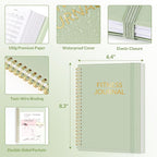 Fitness Journal Workout Planner for Women & Men, A5 (6.4" x 8.3") Workout Journal Log Book Planner Gift for Track Gym Essentials, Home Workouts, Track Progress, Achieve Wellness Goals, Green