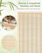 JOSTYLE Room Divider Folding Privacy Screen, 5 Panel Room Dividers 6 ft. Tall Bamboo Partition Wall Separation Dividers Freestanding, 99" W * 70.9" H