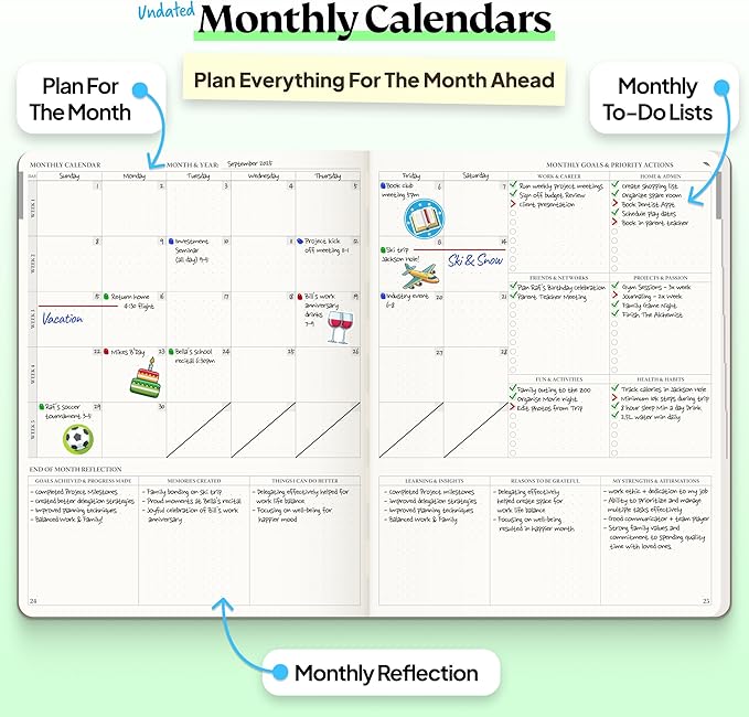 Roterunner Purpose Planner Notebook B5 7.5”x9.8” Undated 2026 Daily Weekly and Monthly Productivity Goal Setting Tool for Work Home ADHD Planner for Adults Self Care Journal (Pink Softcover)
