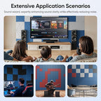 UNECHO 12 Pack 12" X 12" X 0.4" Acoustic Panels for Wall Sound Absorbing, P-Stripes Square Self-Adhesive Sound Panel, High Density Suitable for Multiple Scenarios(Snow White)
