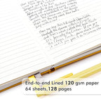 feela 18 Pack Journal Notebook for Work, Business Notebook Bulk Hardcover Lined Writing Journal with Pen Holder for Men Women Note Taking, with 18 Black Pens, 120 GSM, 5.1”x8.3”, A5, Yellow