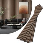 VallisCo 4-Piece Wood Slat Acoustic Panels for Stylish Interior Decor & Noise Reduction - 94.5" x 7.9" 3D Solid Wood Wall Panels for Ceiling and Wall, Covers 20.66 Sq Ft, Walnut