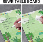 NiHome Acrylic Magnetic To Do List Planning Board with Sliders & Desktop Stand, Kids Chore Chart, Checklist Routine Chart Task Board for Fridge & Desk, For Magnetic Metal Surfaces Only(Green Dinosaur)
