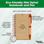 Custom Mini Spiral Notebooks with Black Ink Pens Set of 10/50/100, Personalized Bulk Pack - Perfect for School, Office, Business, Home - Red