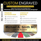 Engraved Name Plates for Door Sign Personalized Brushed Copper Pattern Plastic Plaque with Black Letters - Made in USA 2x6 M5