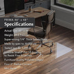 Vitrazza Glass Chair Mat 48” x 48” Superior ¼ Thick, Chiaro Standard Clear, Certified Tempered Safety Glass, Delivers a Smooth Glide, Protects Carpet or Wood, Beautiful in Home or Office