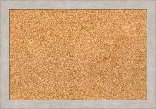 Amanti Art Natural Cork Board for Wall, 19x27 Vision Board with Silver Wood Frame, Medium Corkboard Office Decor for Home Organization, Casual Corkboard Pinboard to display items for home organization