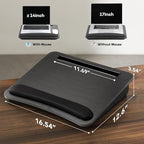 HUANUO Lap Laptop Desk - Portable Lap Desk with Pillow Cushion, Fits up to 15.6 inch Laptop, with Anti-Slip Strip & Storage Function for Home Office Students Use as Computer Laptop Stand - Black