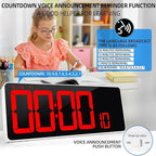 KMMKGG 13.7”Digital Timer Large LED Screen displays（5'' Number）,The Date time, Remote Control, Turn on/Off 10 Seconds Countdown Voice Notification, for Chefs,Students, Children, Seniors