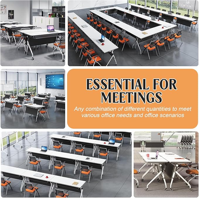 Conference Table,55.1''Folding Conference Room Table for 4-12 People,Mobile Flip Top MeetingTraining Table with Different Coulor and Styles for Offices, Classrooms,Meeting Room (4, C)