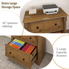 blini 2 Drawer File Cabinet Farmhouse Lateral File Cabinet with Hanging File Folders，Fits Letter/Legal/A4 Sizes, 36.8" Large Wood File Storage Cabinets Printer Stand for Home Office