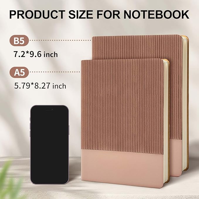 TSFPapier Lined Journal Notebook for Work College Ruled Note Book 5.79"x8.27"A5 PU Leather Daily Journaling 216 Pages for Women Men Writing Home School Supplies Business (Dark Pink 2pack)
