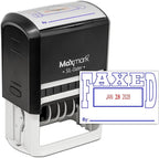 MaxMark Large Self-Inking Rubber Date Office Stamp with Faxed Phrase & Date - Blue/Red Ink, 12-Year Band - Style 5