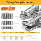 meite Corrugated Fasteners MC138 25 Gauge 1-Inch Crown 3/8-Inch Length Staples Corrugated W Fasteners for Pneumatic Corrugated Tools, for Woodworking Projects (1,200 Counts/Box)
