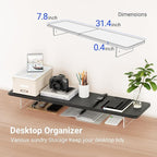 AFOOYO Monitor Stand Riser,31.5-Inch LED Light Wood Computer Monitor Stand with Adjustable Acrylic Legs,Desk Accessories Desktop Organizer Stand for, Computer,Laptop,Printer,PC TV Screen Riser,Black