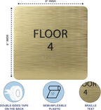 Khaki w/Black ADA Floor 4 Sign with Braille – Made from Durable Acrylic and Ready to Mount