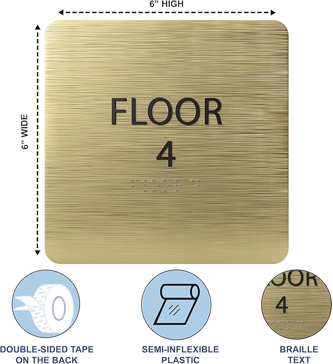 Light Green ADA Floor 4 Sign with Braille – Made from Durable Acrylic and Ready to Mount