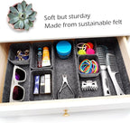 Welaxy Desk Drawer Organizer Tray, 8-Piece Shallow Felt Office Storage for Pens & Accessories (Charcoal)