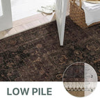 GENIMO 2'6"x6 Runner Rugs for Hallway, Machine Washable Non Slip Vintage Rugs, Low Pile Lightweight Soft Print Rug for enrtyway, Corridor, Home, Office, Kitchen, Charcoal Brown