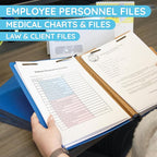 10 Blue Classification Folders with Dividers - Employee Personnel File Folders – 2'' Tyvek with Two Prong File Folders for Medical, Law Files - Pressboard Classification Folders 2 Dividers Letter Size