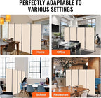 VEVOR Room Divider, 4 Panel Room Divider, Folding Privacy Screen and Portable Partition Divider for Room Separation, Freestanding Room Partitions for Office, Bedroom, Study, Beige