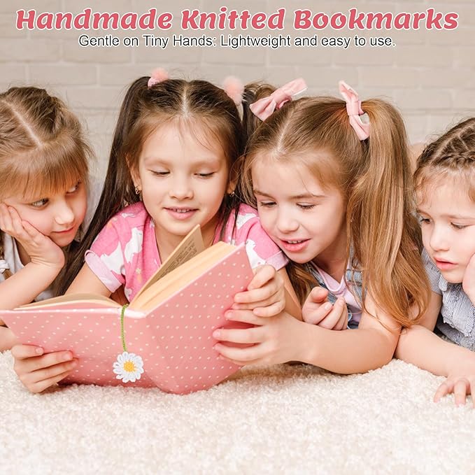 Crochet Bookmarks for Women & Book Lovers, Cute Flower Page Markers for Teachers Students, Handmade Reading Gifts for Valentine's Day, Easter, Teachers' Day, Graduation, Mother's Day, Birthdays (4)