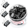 Binder Clips, 48 Pcs Medium Binder Clips, Kalerr Black Binder Clip Medium, 1.25 Inches Office Clip with Container, Paper Binder Clip Office Supplies, Paper Clamps Bulk for Office, Home, School