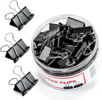 Binder Clips, 48 Pcs Medium Binder Clips, Kalerr Black Binder Clip Medium, 1.25 Inches Office Clip with Container, Paper Binder Clip Office Supplies, Paper Clamps Bulk for Office, Home, School
