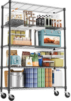 M MZG 5 Tiers Shelf 1750 lbs Steel Storage Shelving Utility Shelving Unit Steel Organizer Wire Rack for Home,Kitchen,Office,Garage Black 17.7" D x 47.2" W x 76.8" H