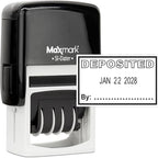MaxMark Office Self Inking Date Stamp with Phrase Deposited - Black Ink